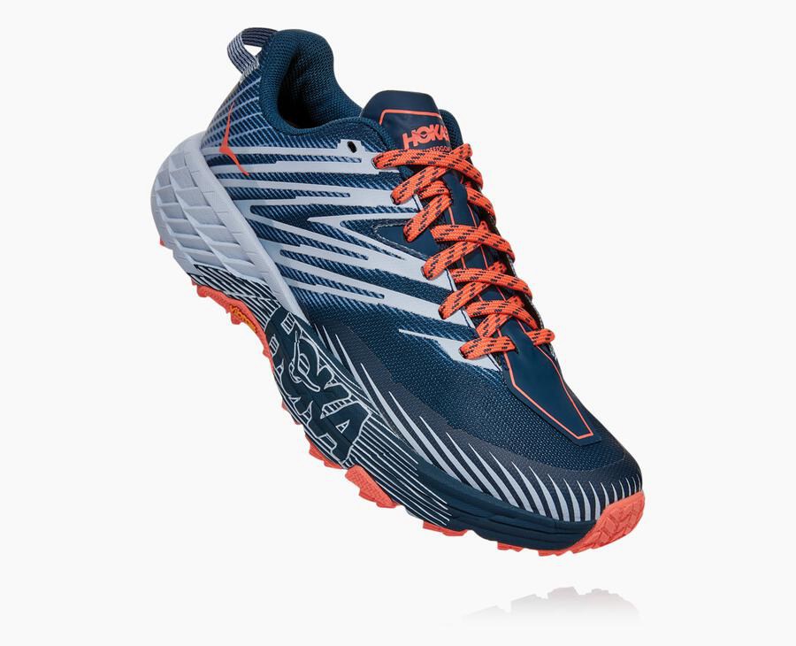 Hoka One One Speedgoat 4 - Women Trail Shoes - Navy/White,Australia XJB-647395